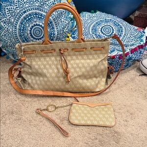 Dooney & Burke Stylish Tan Designer Bag and Change Purse